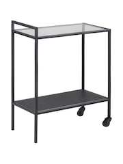 Actona Black Seaford Metal Serving Trolley with Glass Top - Image 3 of 6
