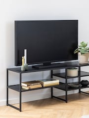 Actona Black Seaford Metal Open TV Unit - Image 1 of 6