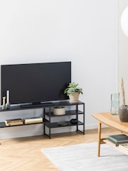 Actona Black Seaford Metal Open TV Unit - Image 2 of 6