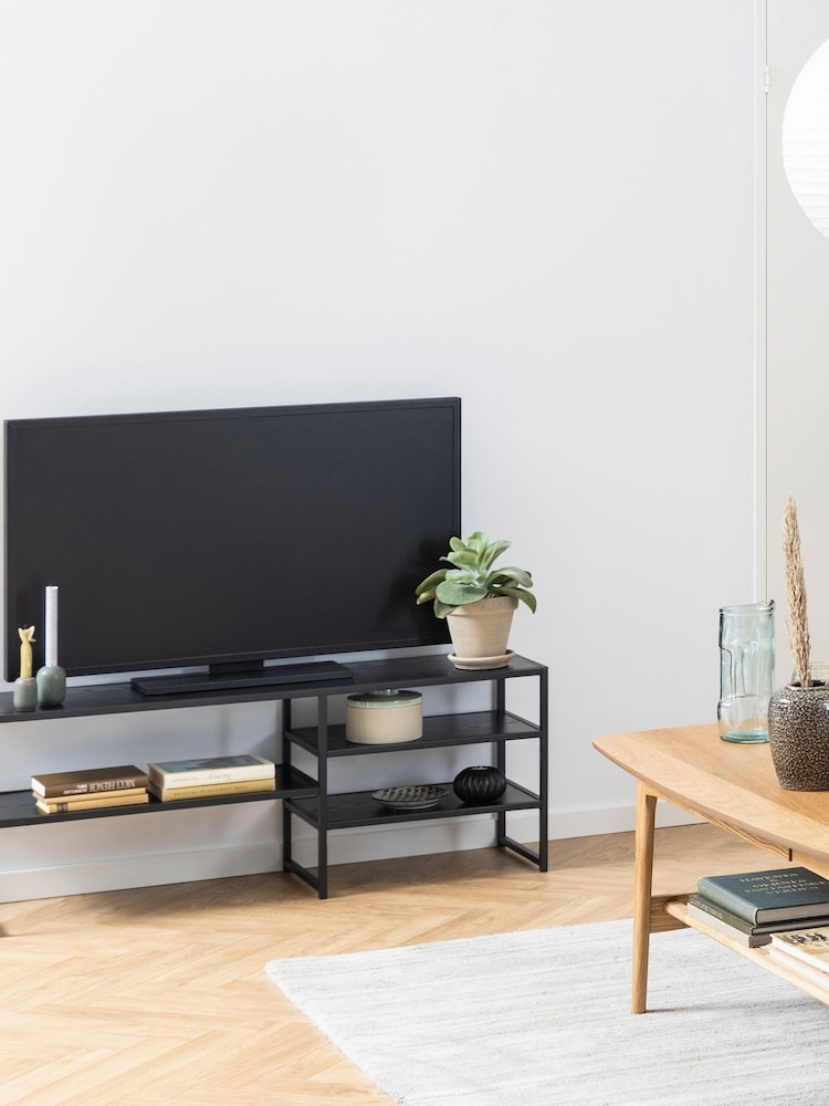 Actona Black Seaford Metal Open TV Unit - Image 2 of 6