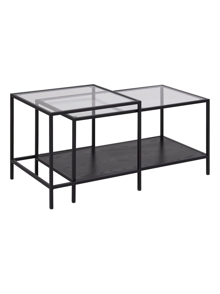 Actona Black Seaford Metal Coffee Table Set - Image 2 of 6