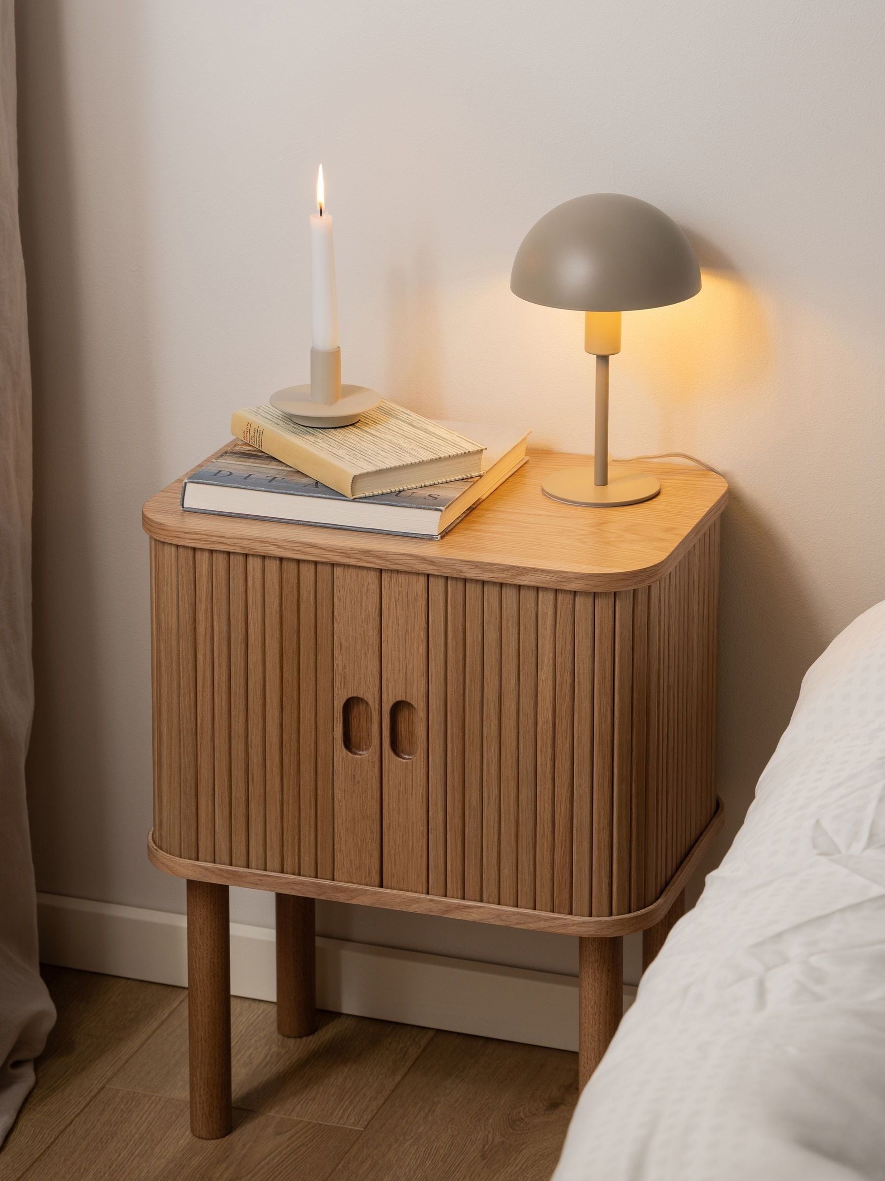 Actona Unisex Oak Langley Square Bedside Table - Image 1