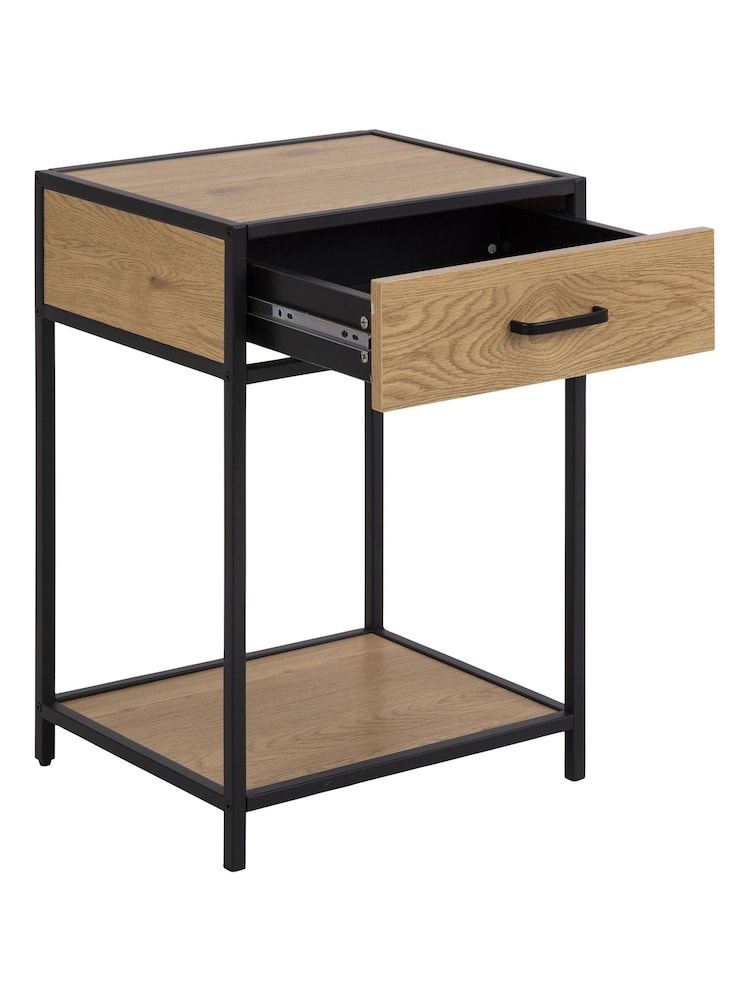 Actona Black Oak Seaford Bedside Table with 1 Drawer - Image 6 of 6