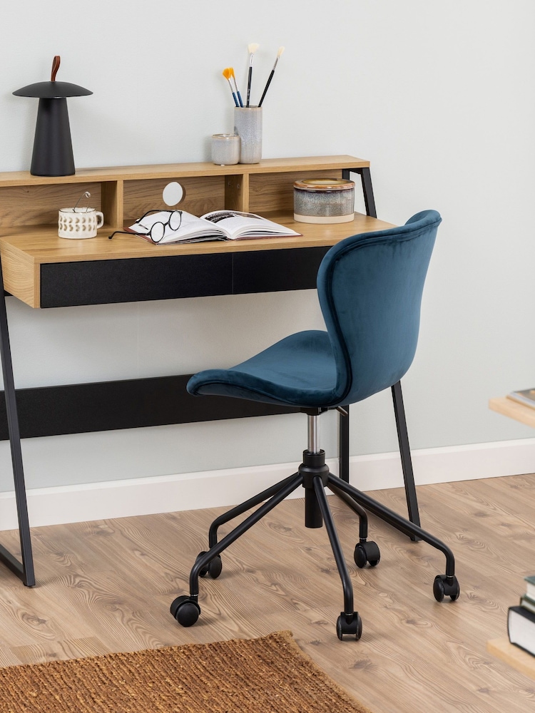 Actona Black Oak Reece 1 Drawer Office Desk - Image 1 of 6