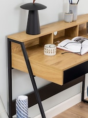 Actona Black Oak Reece 1 Drawer Office Desk - Image 2 of 6