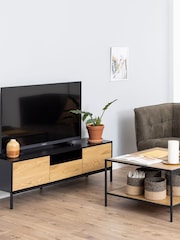 Actona Black Seaford TV Unit 2 Doors 1 Drawer - Image 1 of 6