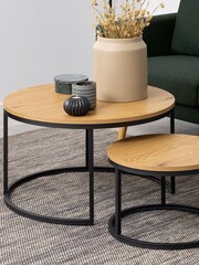 Actona Black  Oak Spiro Round Coffee Table Set - Image 1 of 6