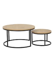 Actona Black  Oak Spiro Round Coffee Table Set - Image 3 of 6