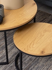 Actona Black  Oak Spiro Round Coffee Table Set - Image 4 of 6