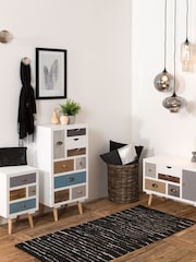 Actona White Thais Shabby Chic Multi Coloured Bedside with 4 Drawers - Image 1 of 6