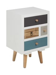 Actona White Thais Shabby Chic Multi Coloured Bedside with 4 Drawers - Image 2 of 6