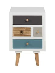 Actona White Thais Shabby Chic Multi Coloured Bedside with 4 Drawers - Image 3 of 6