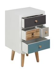 Actona White Thais Shabby Chic Multi Coloured Bedside with 4 Drawers - Image 5 of 6