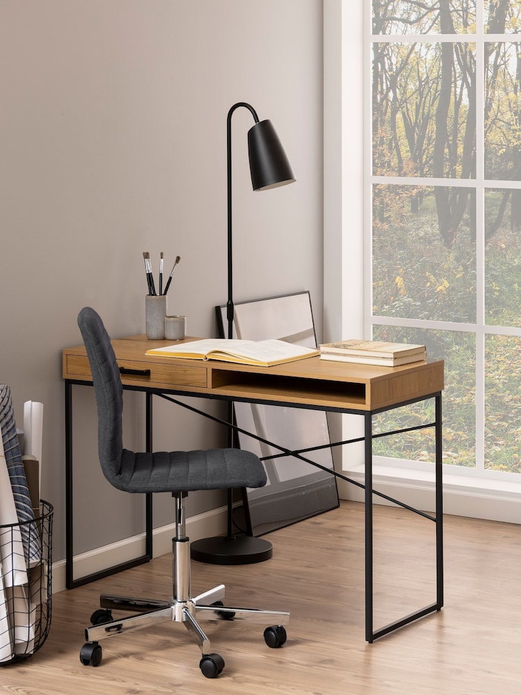Actona Black Oak Seaford Office Desk with 1 Drawer - Image 2 of 6