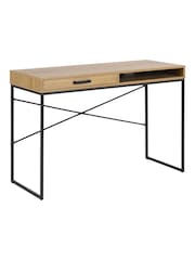 Actona Black Oak Seaford Office Desk with 1 Drawer - Image 4 of 6
