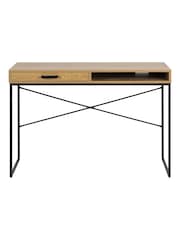Actona Black Oak Seaford Office Desk with 1 Drawer - Image 5 of 6