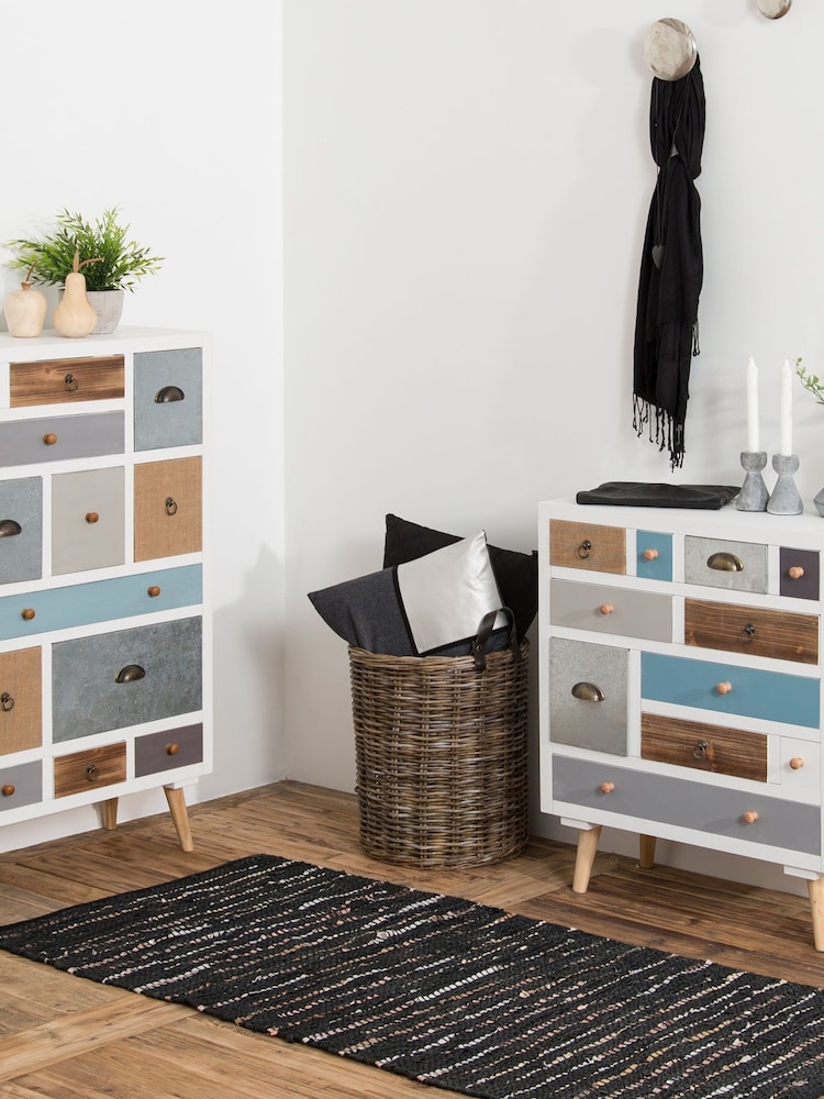 Actona White Thais Shabby Chic Multi Coloured 11 Drawer Chest - Image 1 of 6