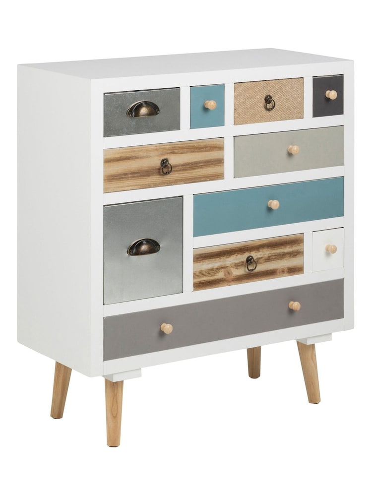 Actona White Thais Shabby Chic Multi Coloured 11 Drawer Chest - Image 2 of 6