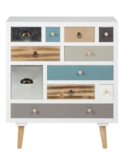 Actona White Thais Shabby Chic Multi Coloured 11 Drawer Chest - Image 3 of 6