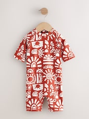 Brown Aztec Sunsafe All-In-One Swimsuit (3mths-7yrs) - Image 1 of 4