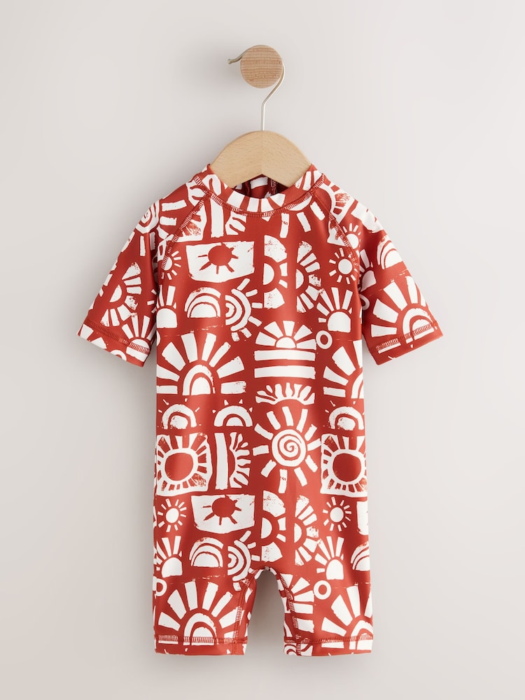 Brown Aztec Sunsafe All-In-One Swimsuit (3mths-7yrs) - Image 1 of 4 Brown Aztec Sunsafe All-In-One Swimsuit (3mths-7yrs) - Image 1 of 4