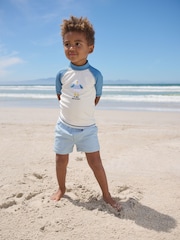 Blue/Ecru Seagull Short Sleeve Sunsafe Rash Vest and Swim Shorts Set (3mths-7yrs) - Image 1 of 8