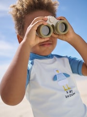 Blue/Ecru Seagull Short Sleeve Sunsafe Rash Vest and Swim Shorts Set (3mths-7yrs) - Image 4 of 8