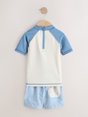 Blue/Ecru Seagull Short Sleeve Sunsafe Rash Vest and Swim Shorts Set (3mths-7yrs) - Image 6 of 8
