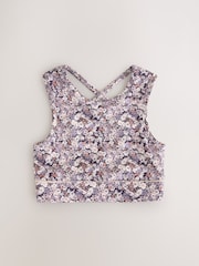Lilac Purple Floral Sports Crop Top (5-16yrs) - Image 4 of 7