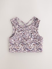 Lilac Purple Floral Sports Crop Top (5-16yrs) - Image 5 of 7