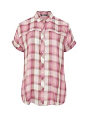 Rosa - Camisa xadrez de viscose de manga curta Yours Curve - Imagem 5 de 5