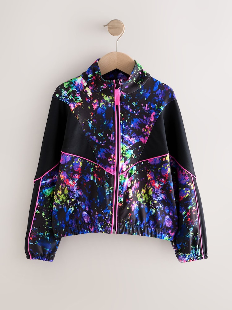 Black Multi Splat Sports Zip Through Jacket (3-16yrs) - Image 1 of 4 Black Multi Splat Sports Zip Through Jacket (3-16yrs) - Image 1 of 4