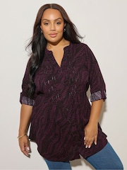 Yours Curve Black Pintuck Blouse - Image 1 of 5