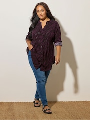 Yours Curve Black Pintuck Blouse - Image 2 of 5