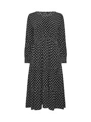 M&Co Black Dobby Printed Tiered Dress - Image 1 of 1