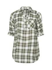 Verde - Camisa Yours Curve de viscose com sobreposição Check - Imagem 5 de 5