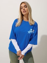 Yours Curve Blue Limited Speedy Way 2 In 1 T-Shirt - Image 1 of 7