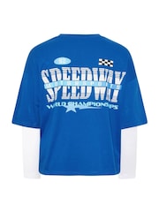 Yours Curve Blue Limited Speedy Way 2 In 1 T-Shirt - Image 7 of 7