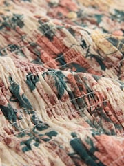 Multi Vintage Floral Print Smocked Button Front Long Sleeve Blouse - Image 6 of 8