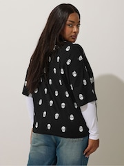 Yours Curve Black Limited Skull 2 In 1 T-Shirt - Image 4 of 6