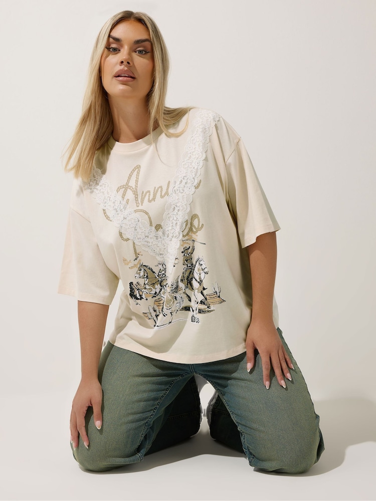 Camiseta de renda Western Acid Wash da Yours Curve - Imagem 1 de 5