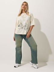 Camiseta de renda Western Acid Wash da Yours Curve - Imagem 3 de 5