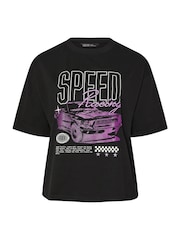 Yours Curve Black Limited Motor Sports T-Shirt - Image 4 of 6