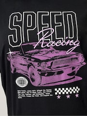 Yours Curve Black Limited Motor Sports T-Shirt - Image 6 of 6
