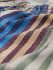 Two Pack Multi Stripe/Chocolate Brown - 喇叭袖鈕扣前襟亞麻上衣 - 圖片 9，共 9