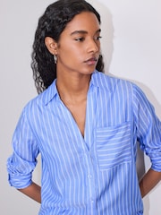 Blue/White Stripe Soft Relaxed Long Sleeve Shirt - Image 5 of 9