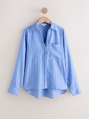 Blue/White Stripe Soft Relaxed Long Sleeve Shirt - Image 7 of 9