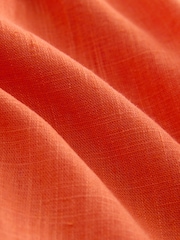 Oranje - Flutter Sleeve Button Front Top With Linen - Afbeelding 3 van 3