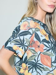 Blue Floral Short Sleeve Boxy Top - Image 4 of 7