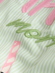 Green/White Stripe Matcha Graphic Oversized Boyfriend Shirt - Image 8 of 9